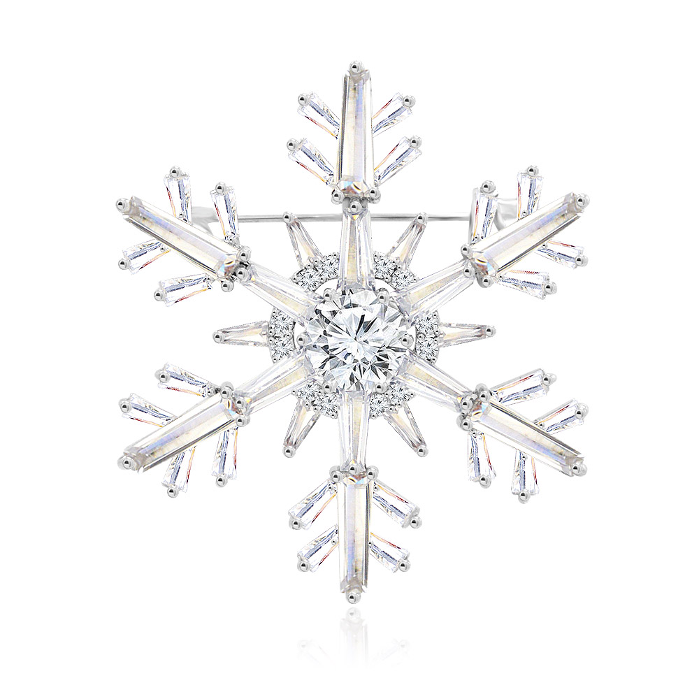 Snowflake with Zirconia Christmas Brooch